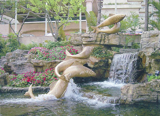 leaping salmon sculptre hong kong